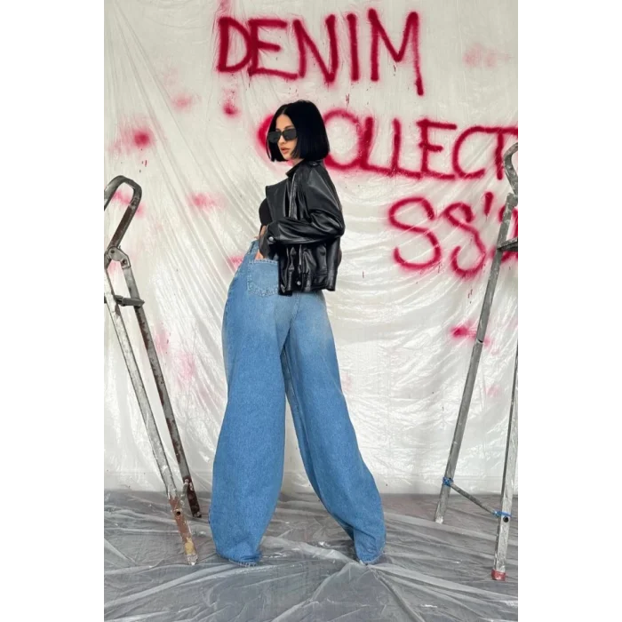 Mavi Geniş Paça Jeans Pantolon