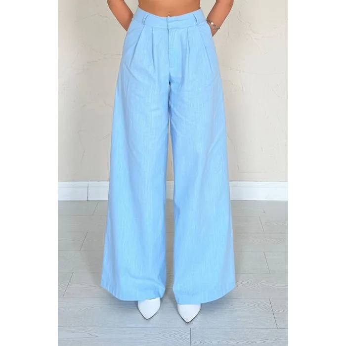 Mavi Önü Tek Düğmeli Ceket Pantolon Takım