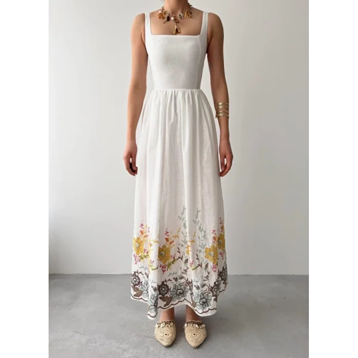 Mazi Çiçek Desenli Elbise