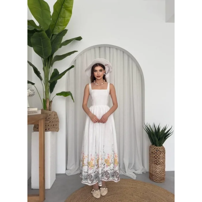 Mazi Çiçek Desenli Elbise