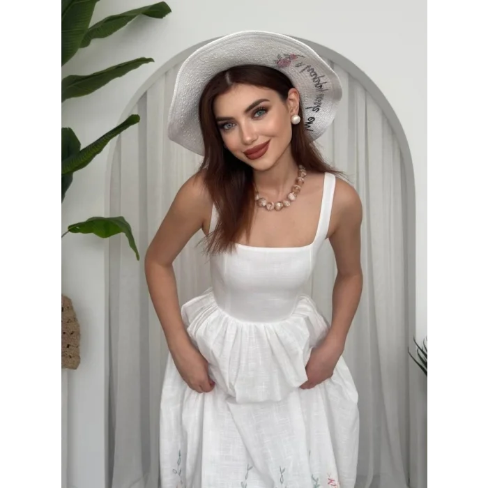 Mazi Çiçek Desenli Elbise