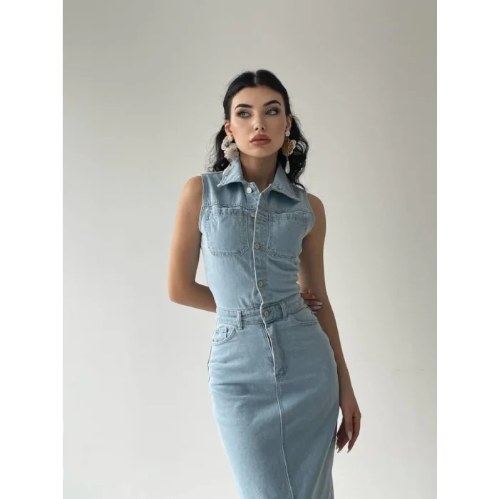 Meldia Jean Sıfır Kollu Elbise