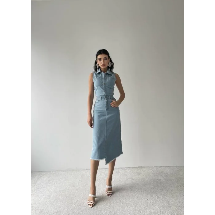 Meldia Jean Sıfır Kollu Elbise