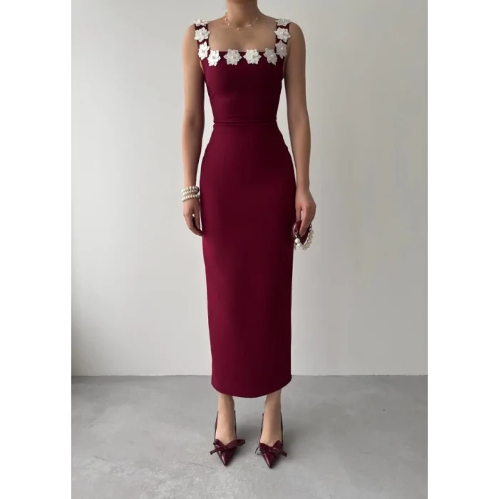 Mıng Çiçek Detaylı Elbise