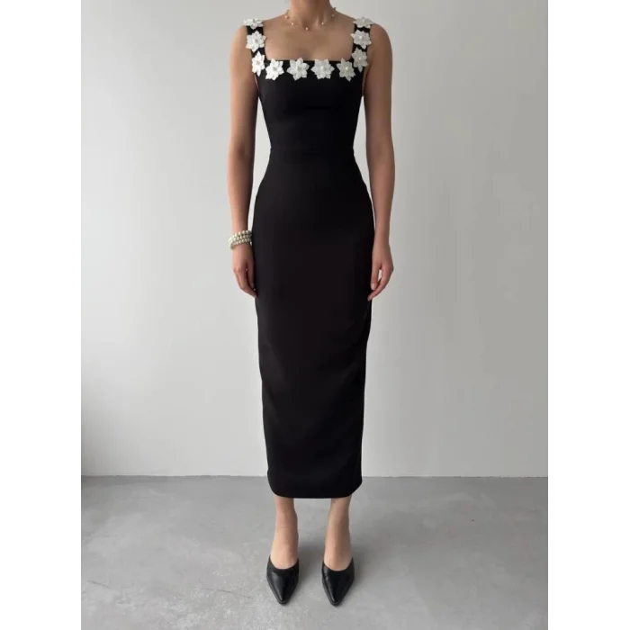 Mıng Çiçek Detaylı Elbise