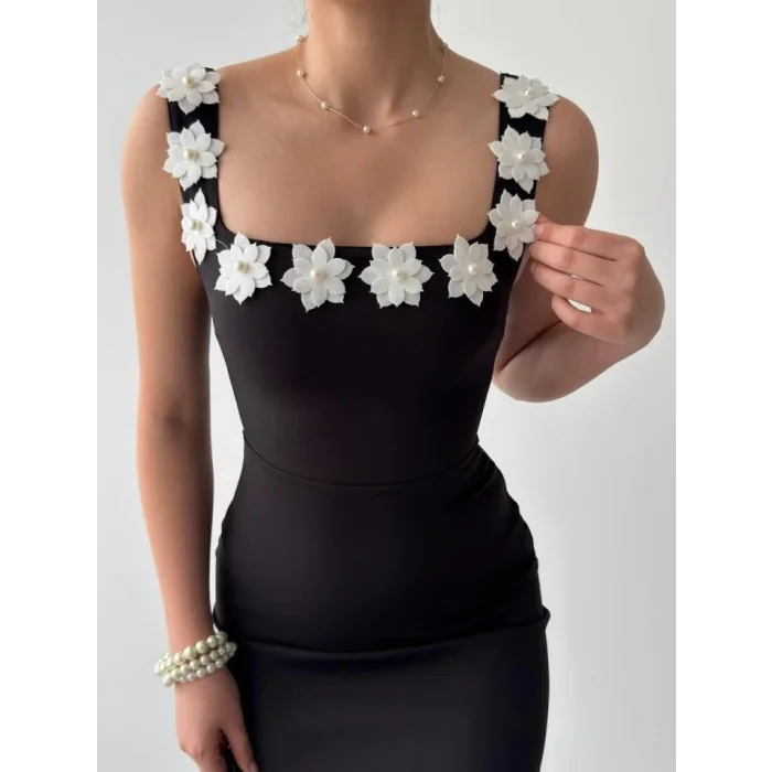 Mıng Çiçek Detaylı Elbise