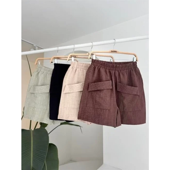 Mini Yelekli Şortlu Keten Takım 10176-08