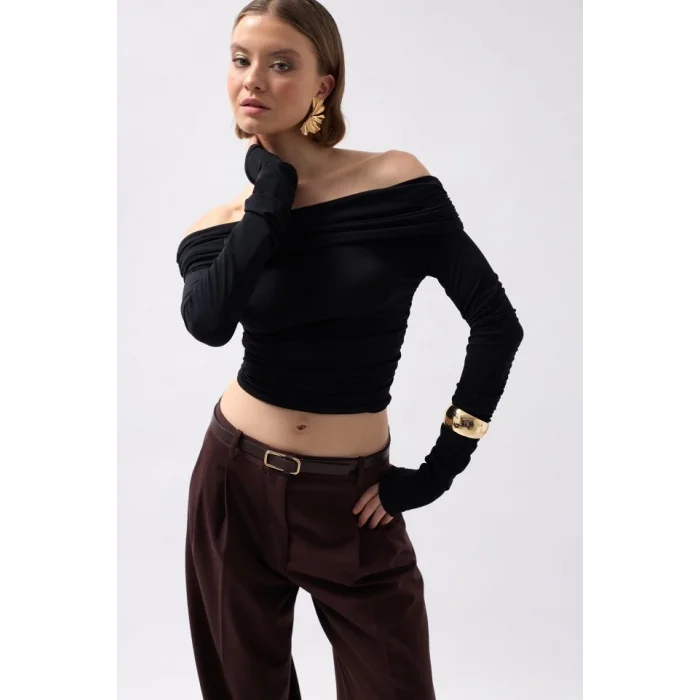 Omuz Dekolte Straplez Bluz