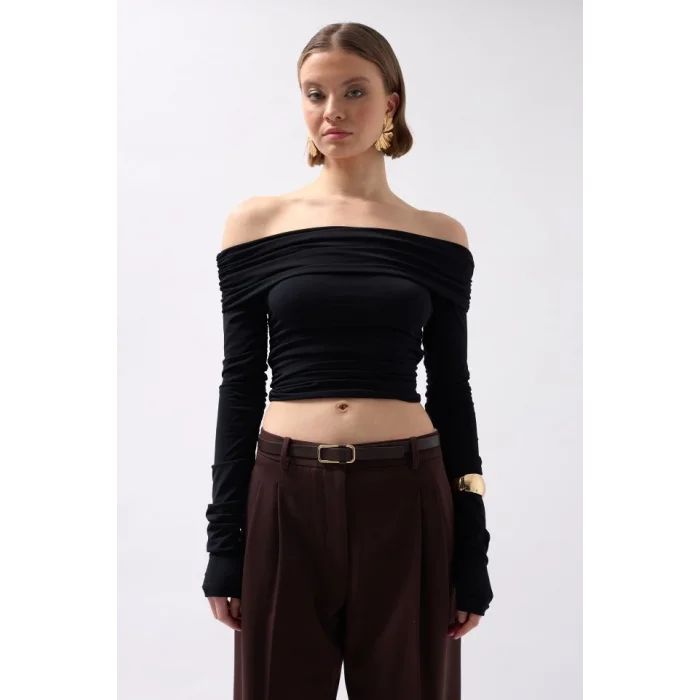 Omuz Dekolte Straplez Bluz