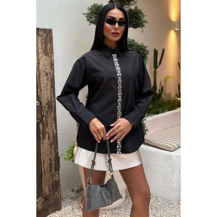 Önü Şerit Taşlı Gömlek 3448