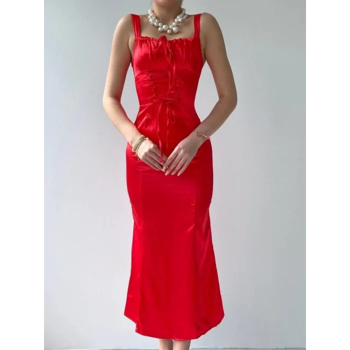 PAG İP ASKILI ELBİSE