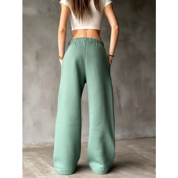 Palazzo Bol Paça Eşofman Pantolon - Yeşil
