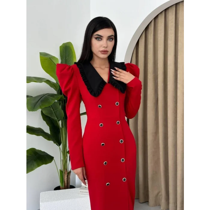 Palmas Geniş Yakalı Elbise