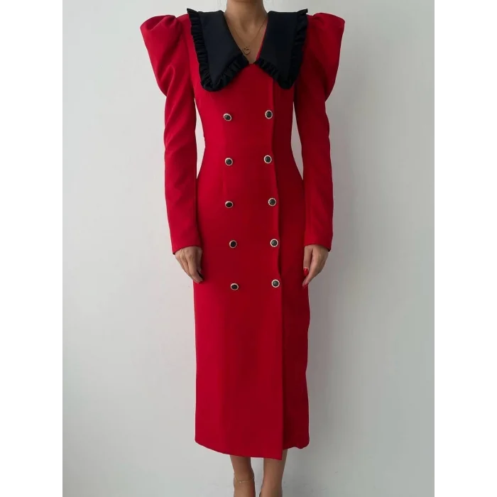 Palmas Geniş Yakalı Elbise