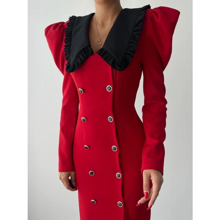 Palmas Geniş Yakalı Elbise