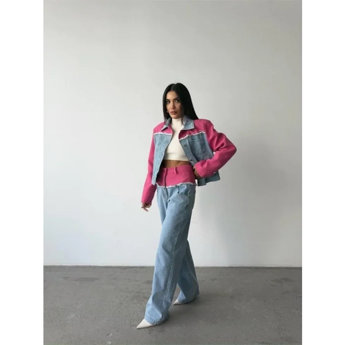 PARÇALI KOT CEKET - PANTOLON TAKIM - Fuşya