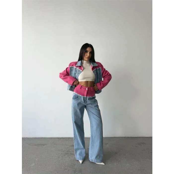 PARÇALI KOT CEKET - PANTOLON TAKIM - Fuşya