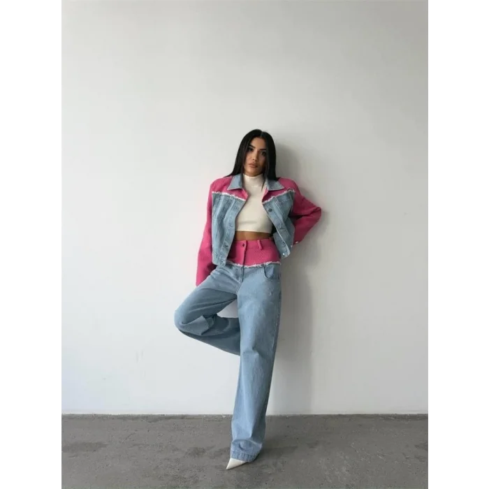 PARÇALI KOT CEKET - PANTOLON TAKIM - Fuşya