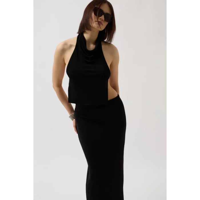 Parlak Kumaş Maxi Etek