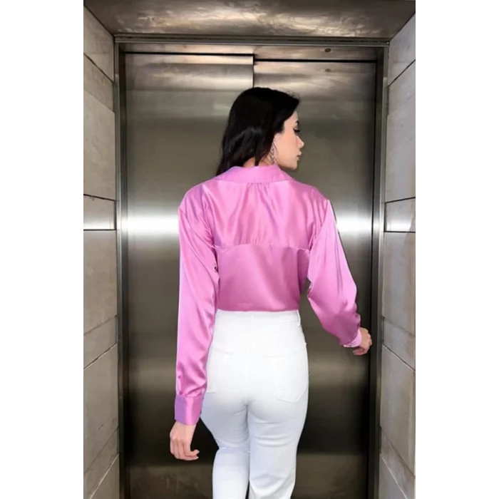 Pembe Saten Gömlek