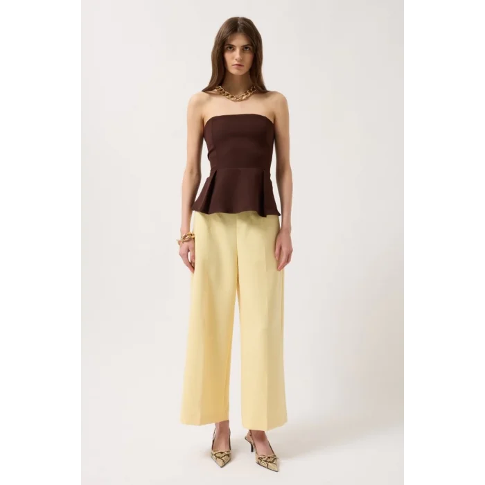 Pileli Straplez Bluz