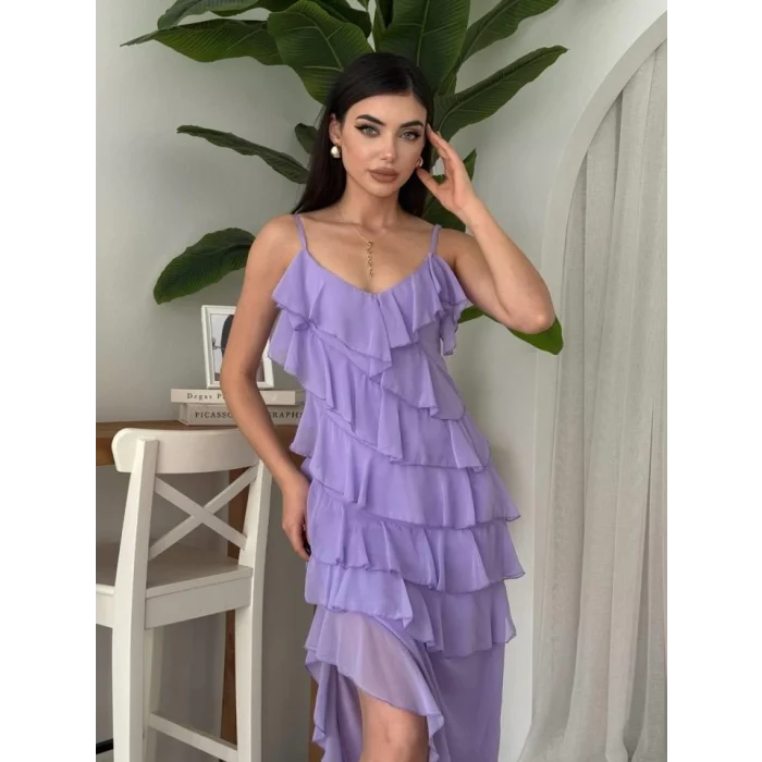 Ples Yırtmaç Detaylı Elbise