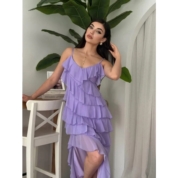 Ples Yırtmaç Detaylı Elbise