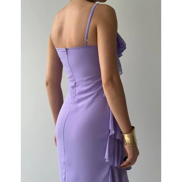 Ples Yırtmaç Detaylı Elbise