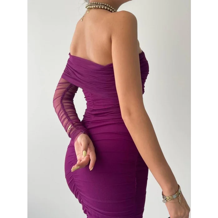 Polack Tek Omuz Tül Elbise