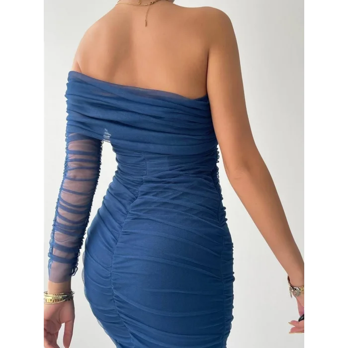 Polack Tek Omuz Tül Elbise