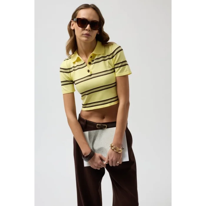 Polo Yaka Crop T-Shirt