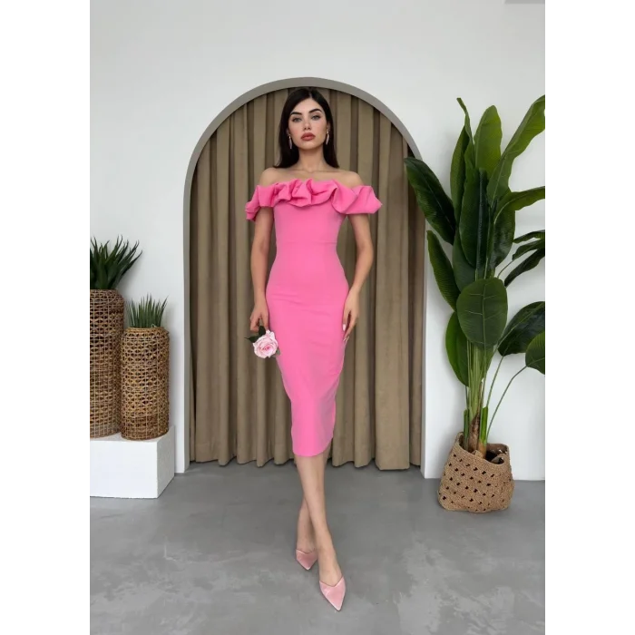 Popi Madonna Yaka Kalem Elbise