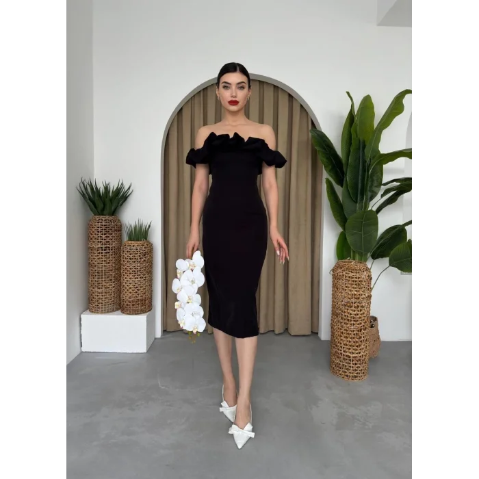 Popi Madonna Yaka Kalem Elbise