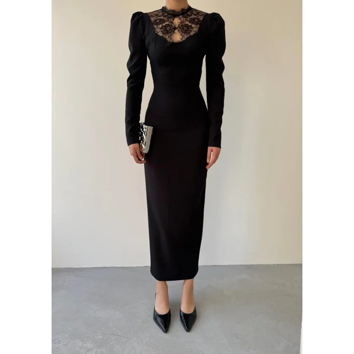 Port Dantel Detay Elbise