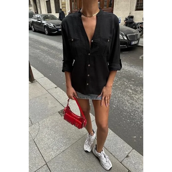 Poulina Flamlı Keten Gömlek 3257-08