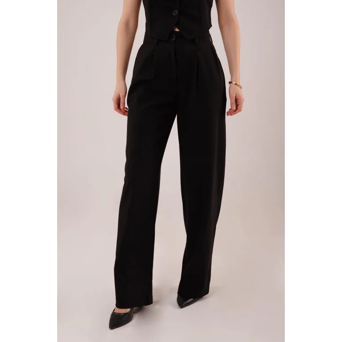 Premium Model Oturtmalı Siyah Pantolon