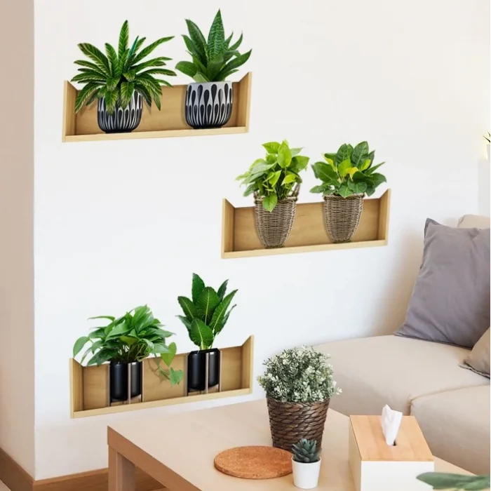 Raflı Bitki Tasarımlı Yapışkanlı Sticker 20*30 cm 3lü Set MC-663