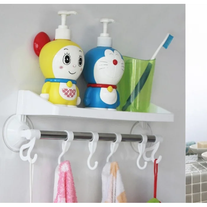 Raflı ve Kancalı Vantuzlu Banyo Askısı