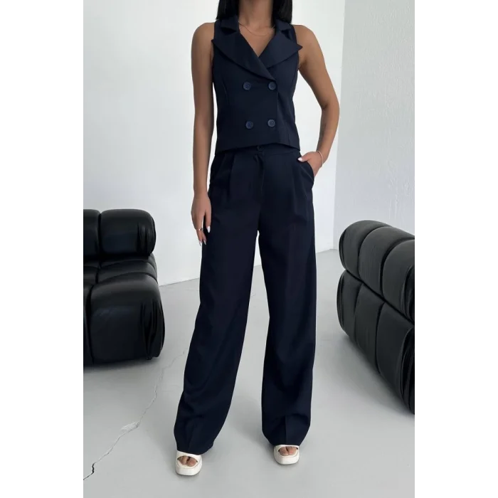 Şal Yaka Düğmeli̇ Yelek