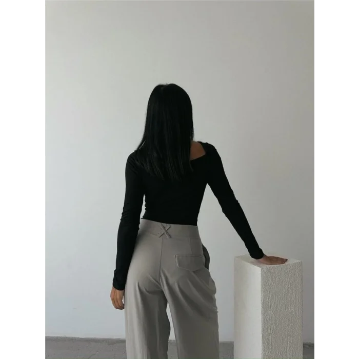 SANDY BODYSUİT ÖNDEN BAĞLAMA DETAYLI - Siyah