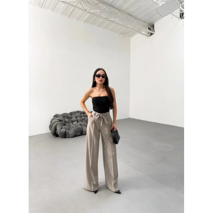 Sante Çi̇zgi̇li̇ Bel Kuşakli Palazzo Pantolon