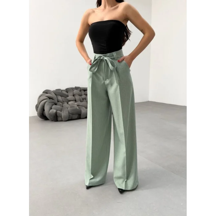 Sante Çi̇zgi̇li̇ Bel Kuşakli Palazzo Pantolon