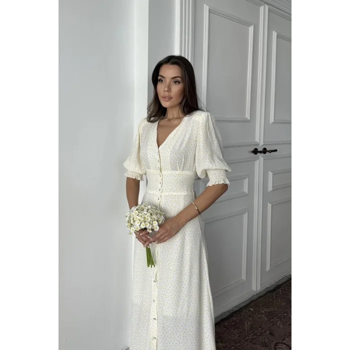 Sarı Arka Ve Bel Ucu Gipeli Elbise