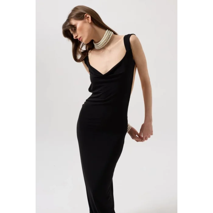 Sırt Dekolte Maxi Elbise