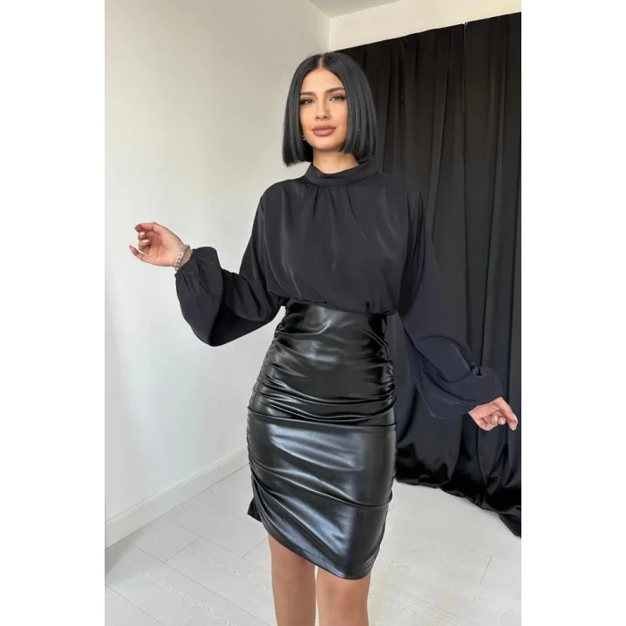 Siyah Deri Elbise