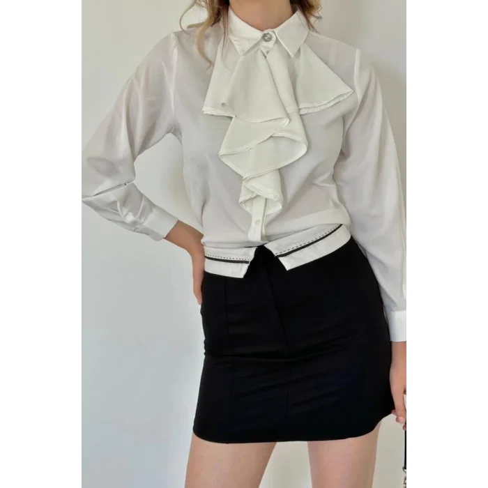 Siyah Kemeri Bilyeli Mini Etek