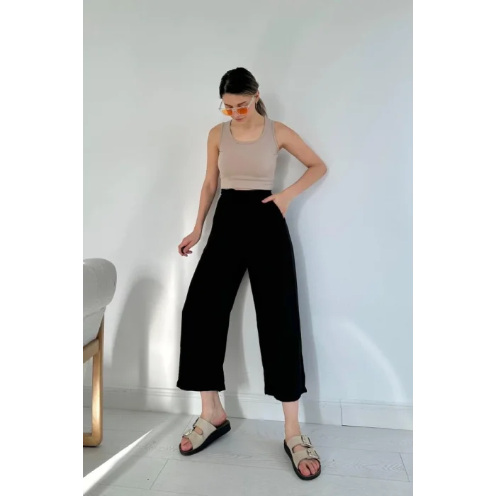Siyah Keten Pantolon