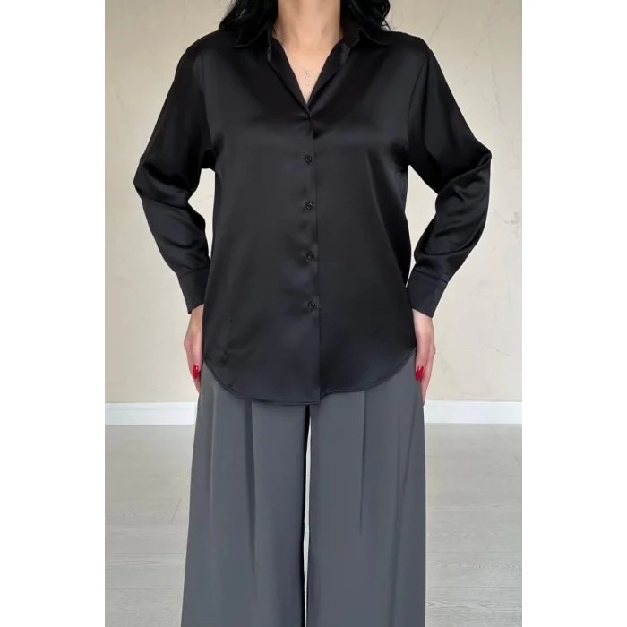 Siyah Saten Gömlek