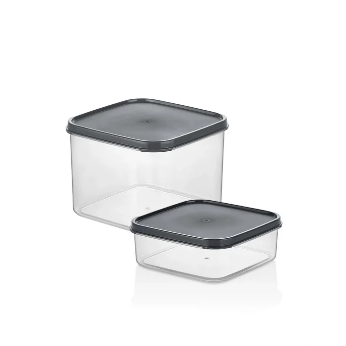 Sızdırmaz, Saklama Kabı, Kilitli Kapak, 2li (Antrasit)