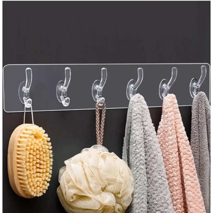 Tek Parça Kendinden Yapışkanlı 6 Kancalı Askı